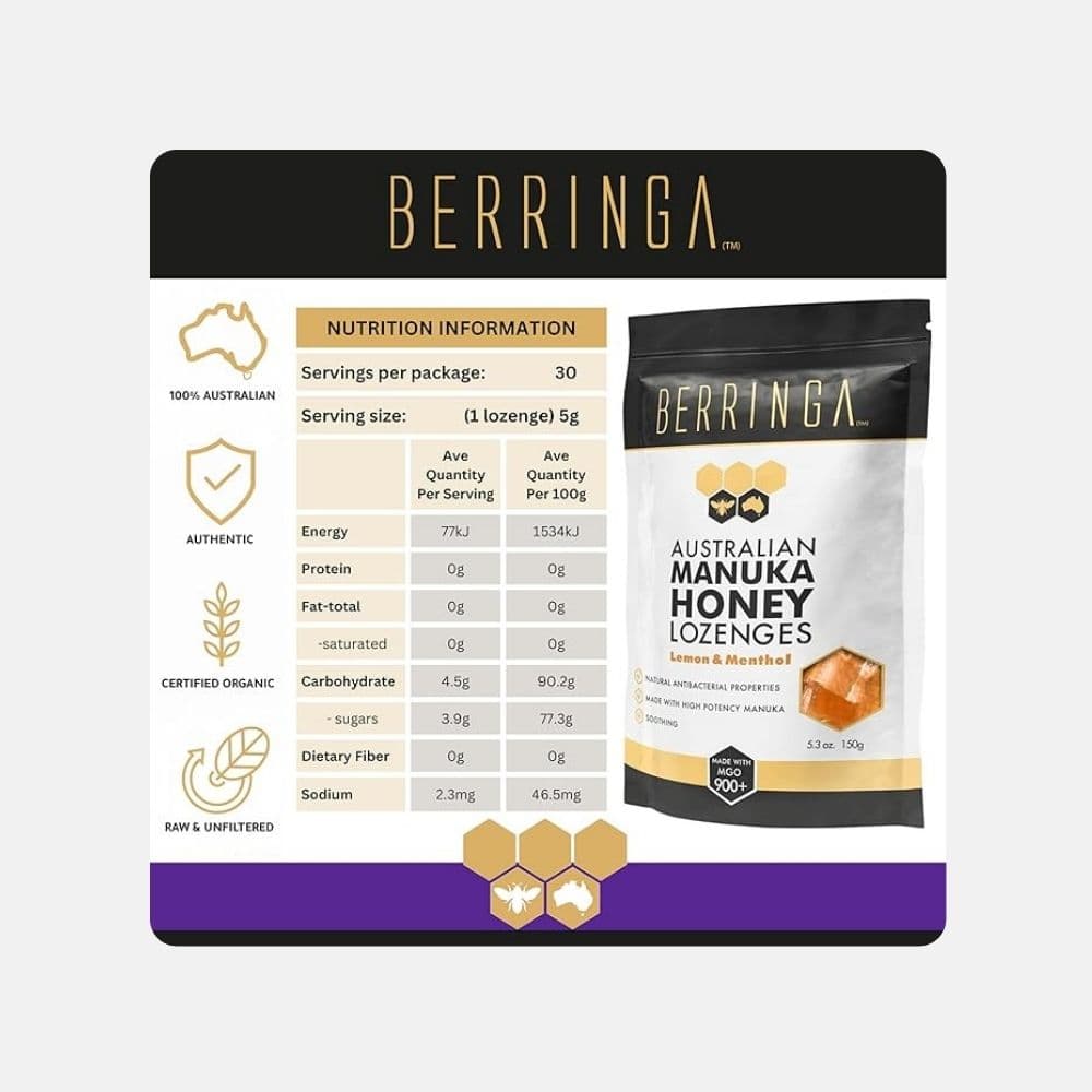 Berringa Manuka Honey Lozenges - Natural Flavor (50g) 4
