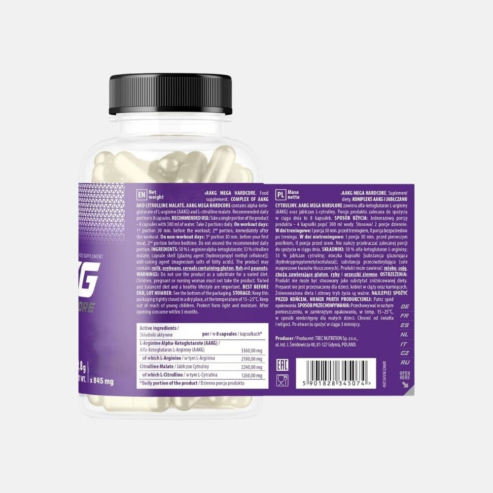 Trec Nutrition AAKG Mega Hardcore Capsules - 120 Count 3